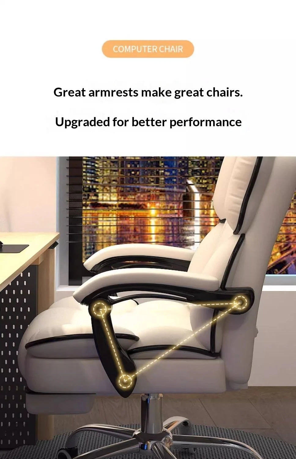 Ergonomic Office Chair Gaming High Back Computer Desk Chair Adjustable Lumbar Support Reclining Swivel Armrest Home Sillas