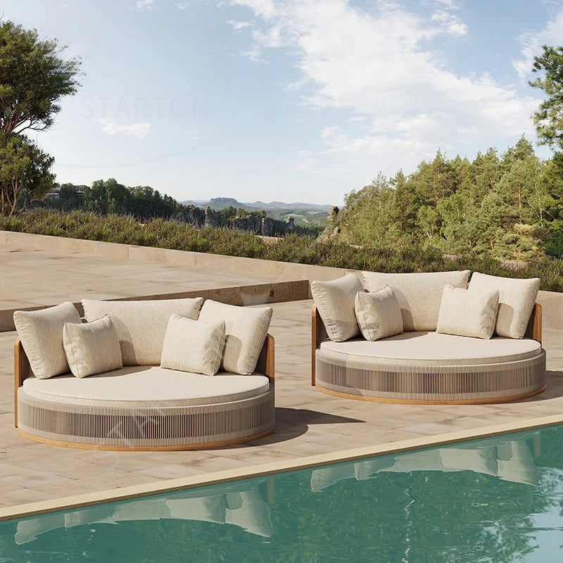 Luxury Hotel Modern Beach Outdoor Sunbeds Resort Outdoor Furniture Set Villa  Terrace Outdoor Sunbeds
