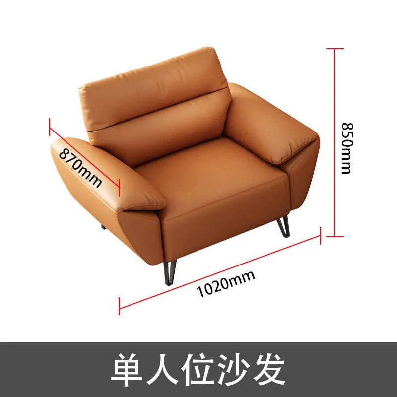 Simple modern business, light luxury leather three-person sofa