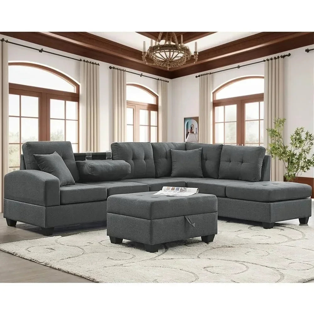 high quality,durable ,practical,Exquisite  Comfy Oversized Corner Sofa Cup Holder,Fabric Living Room Furniture Couch Sets