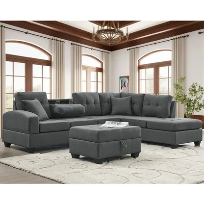 high quality,durable ,practical,Exquisite  Comfy Oversized Corner Sofa Cup Holder,Fabric Living Room Furniture Couch Sets
