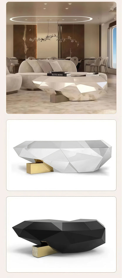 High-end art diamond-shaped coffee table post-modern stainless steel luxury living room furniture