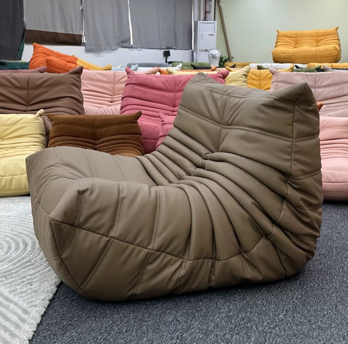 Lazy sofa, togo caterpillar sofa, light luxury, simple Internet celebrity creative chair, suede freehand space recliner
