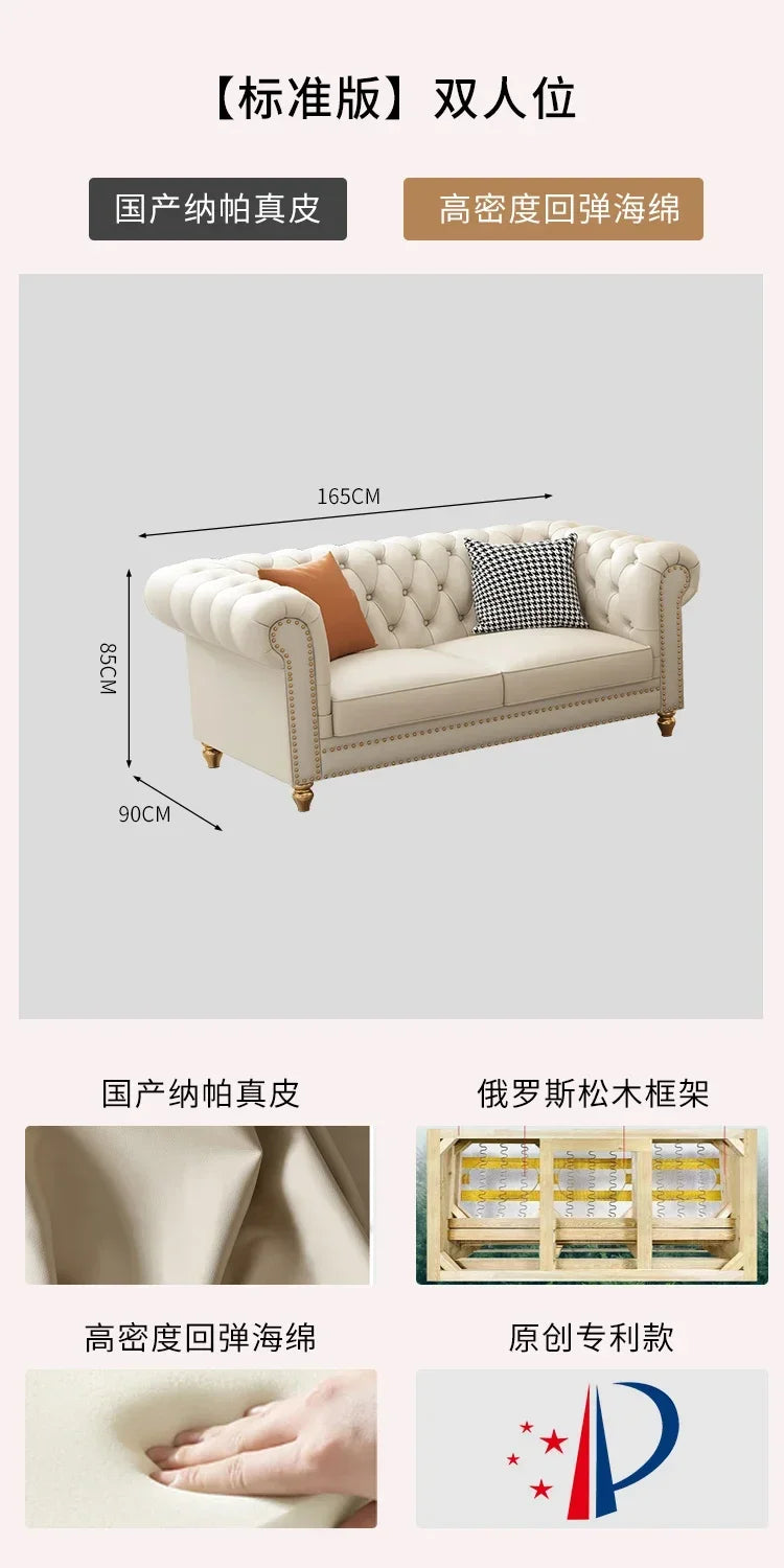 Designer Genuine Leather Sofas Fancy Living Room Lounge Floor Sofa Loveseat Modern Canape Salon De Luxe Apartment Furniture