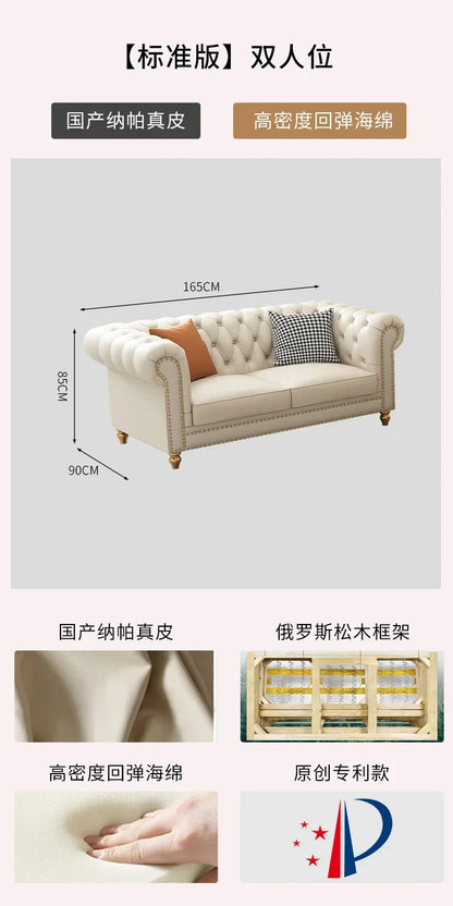 Designer Genuine Leather Sofas Fancy Living Room Lounge Floor Sofa Loveseat Modern Canape Salon De Luxe Apartment Furniture