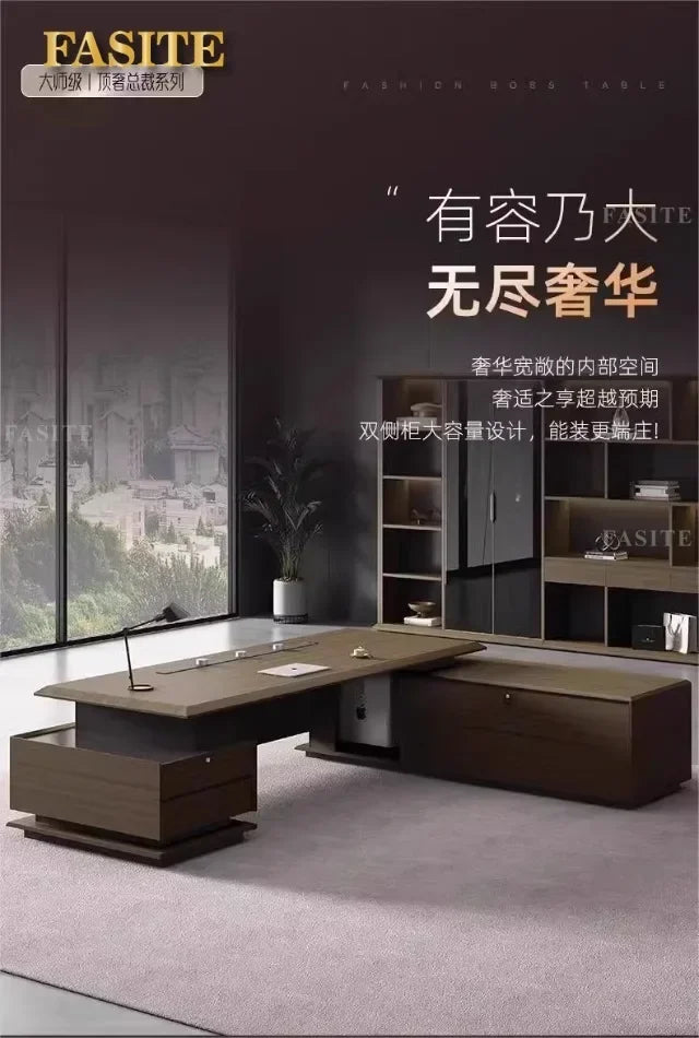 Premium Light luxury office boss table, simple modern class desk, high-end president table
