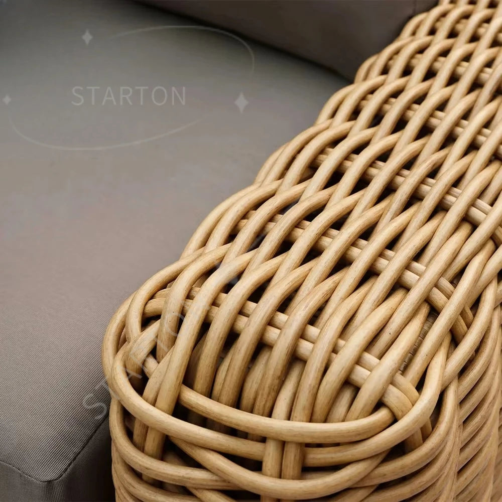 Mode Sunwell Luxury Hotel Rattan Garden Furniture Wicker Outdoor Sofa Set Patio UV Resistant PE with Aluminum Frame Contemporary