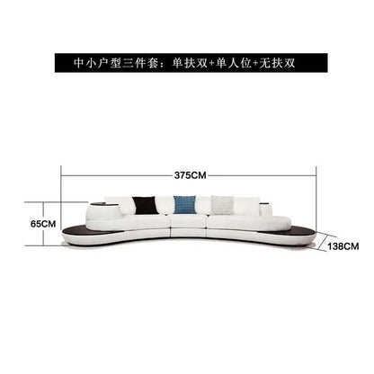 Combinaison de canapés en cuir courbés créatifs, style luxe léger, pour salon, appartement de petite et moyenne taille, moderne et simple