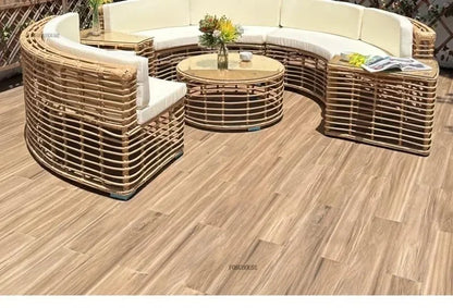 Outdoor PE Rattan Garden Sofas Courtyard Open-air Sofa Chair Combination Outdoor Garden Leisure Balcony Full Arc Sofa Chairs FF