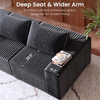 109.5 Modular Sectional Sofa, Modern L-Shape Cloud Sectional Couch with Deep Seat, Comfy Corduroy Fluffy Couch for Living Room B