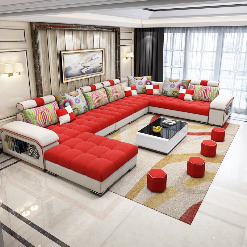 Fabric sofa, simple and modern size, living room, Nordic latex technology fabric sofa