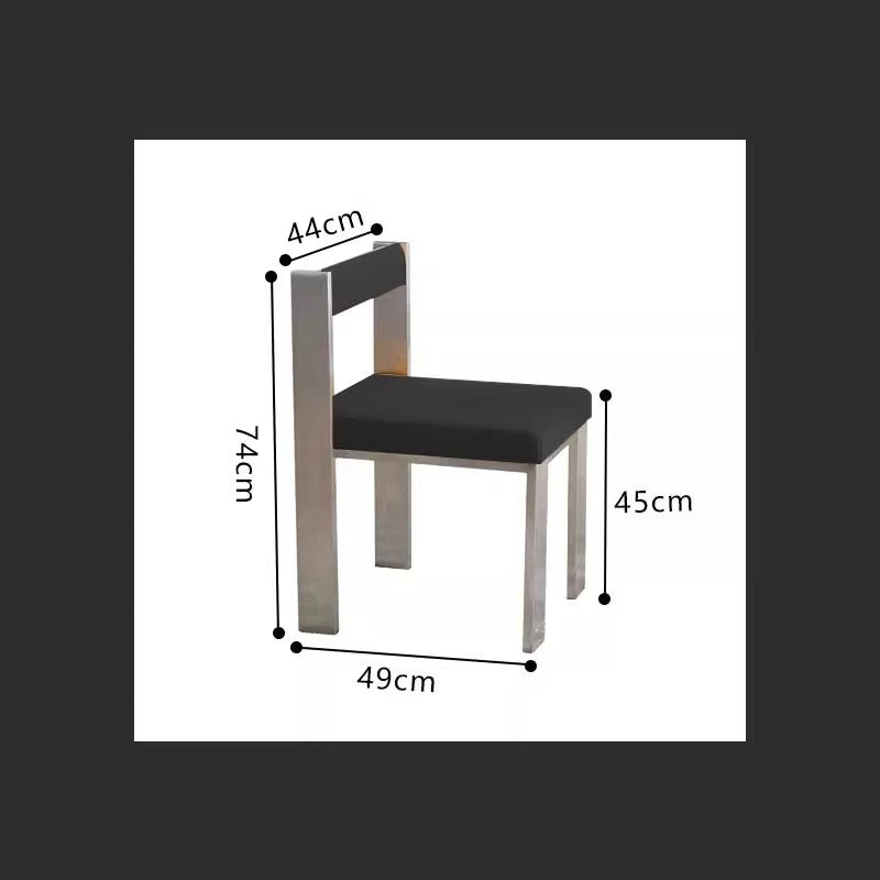 European Style Light luxury Retro Home Use Stainless Steel Dining Chair Advanced Design Living Room Bedroom Leisure Single Chair