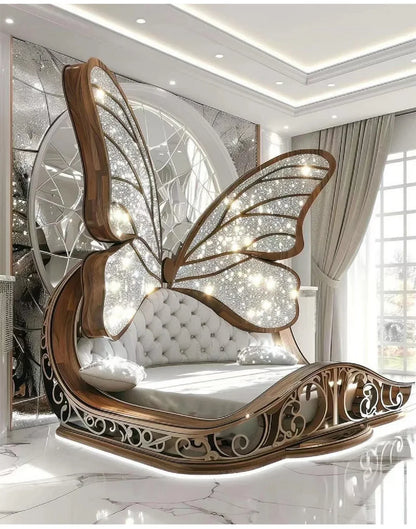 Princess  Butterfly Bed Villa Solid wood 2m bed 15 high French luxury bed bedroom custom
