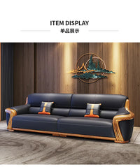 XMH new Chinese ebony leather sofa modern living room luxury villa first layer cowhide new combination sofa