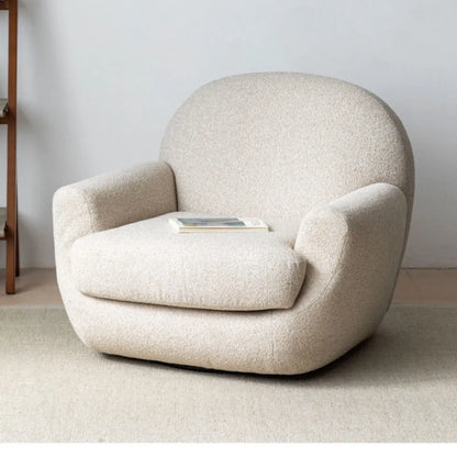 Cream Fabric Lazy Sofa Single Seater Armchair Comfort Accent Furniture for Living Room Bedroom