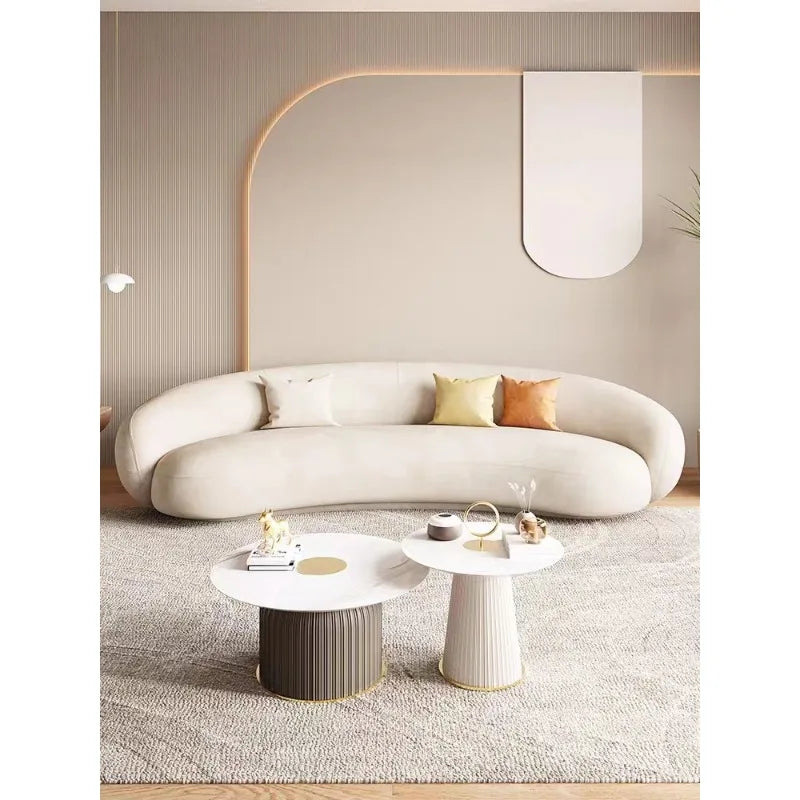 Italian minimalist sofa, curved cashew nuts, comfortable small apartment light luxury