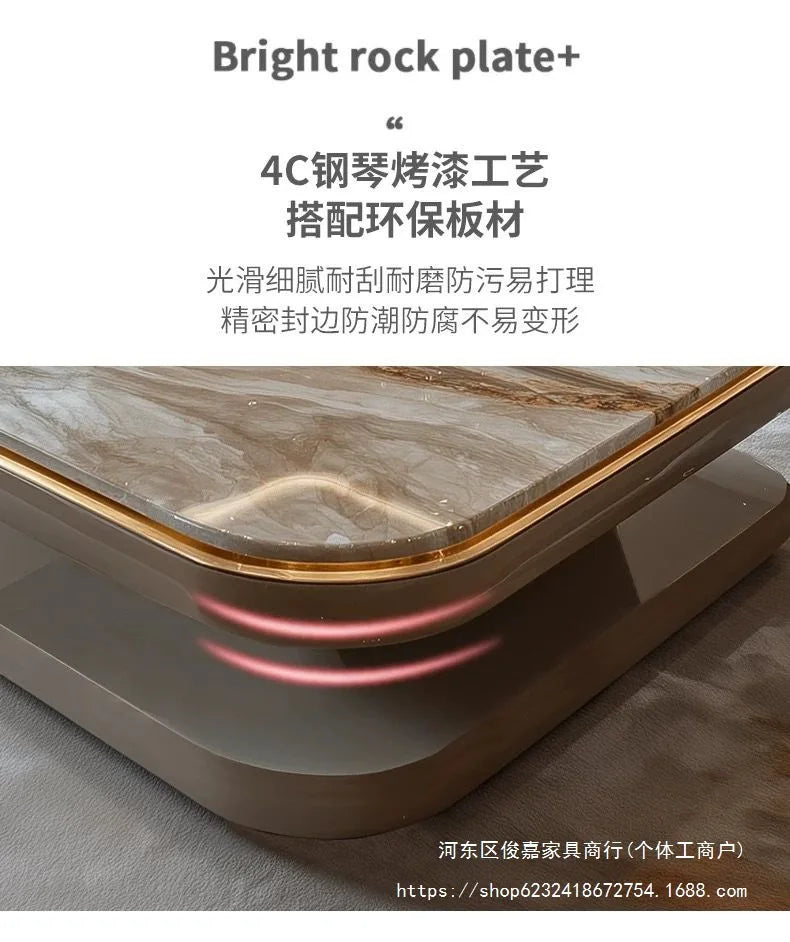 Light luxury modern coffee table microcrystalline stone high-end home high-end new living room villa marble lengthening