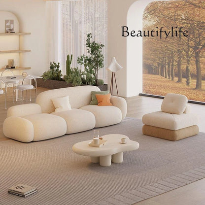 Living room simple modern cream style rental house fabric sofa straight row light luxury bedroom cloud sofa