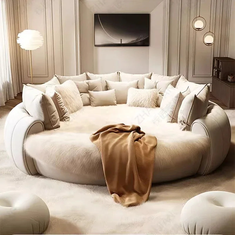 Round Confortable Bed Aesthetics Quality King Size Apartment Unique Bed Frame Modern Wedding Cama De Casal Bedroom
