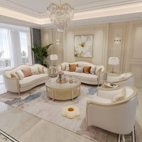 Modern Solid Wood Sofa Living Room Curved Sofa Couch Combination European Sofa Set Furniture for Home Wedding Hotel