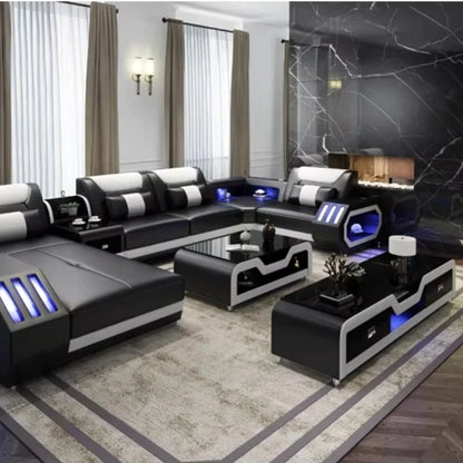 Modern Couch Living Room Leather High Back Comfortable Home Use Sofa