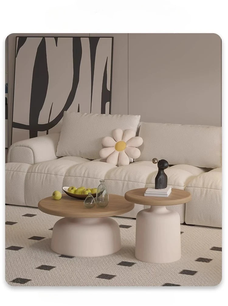 Modern Cream-style Coffee Round Table for Small Space Living Room Japanese Style Minimalist Furniture Living Room Side Table