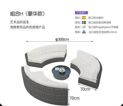 furniture sofa combination garden terrace leisure rattan circular courtyard outdoor open-air rattan chair for living room
