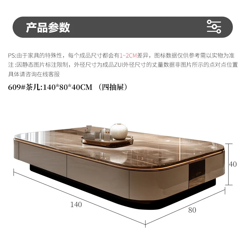 Classic Italian Coffee Tables Brown High Quality Designer Living Room Coffee Tables Modern Luxury Mesa De Centro Furniture Home