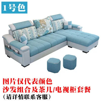 Modern Luxury Three-Seat Home Furniture L-Shape Love Sofa Set with Sponge Filling Fabric Design for Living Room Best Price