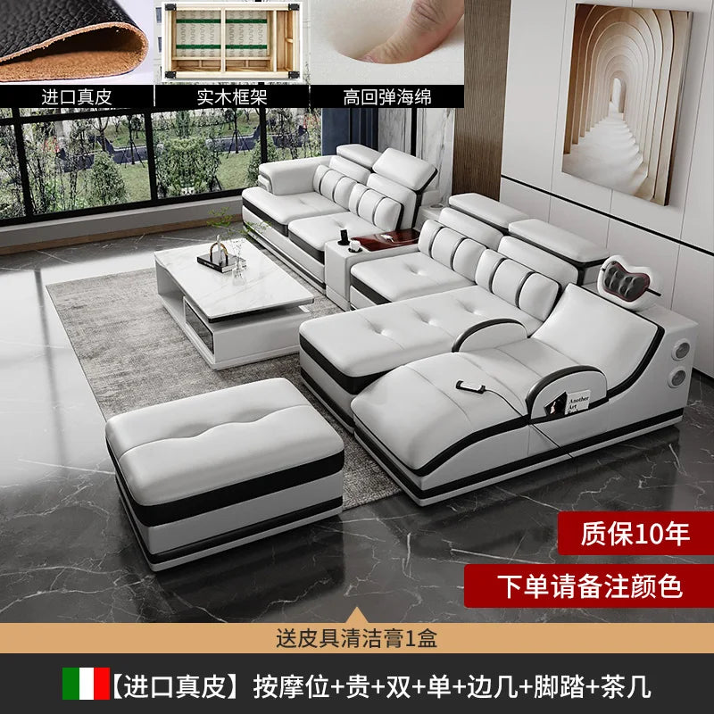 PatioLix Massage Minimalist Sofas Modern Leather Sectional Designer Sofas Lazy Luxury Cadeiras Para Sala De Estar Living Room Furniture
