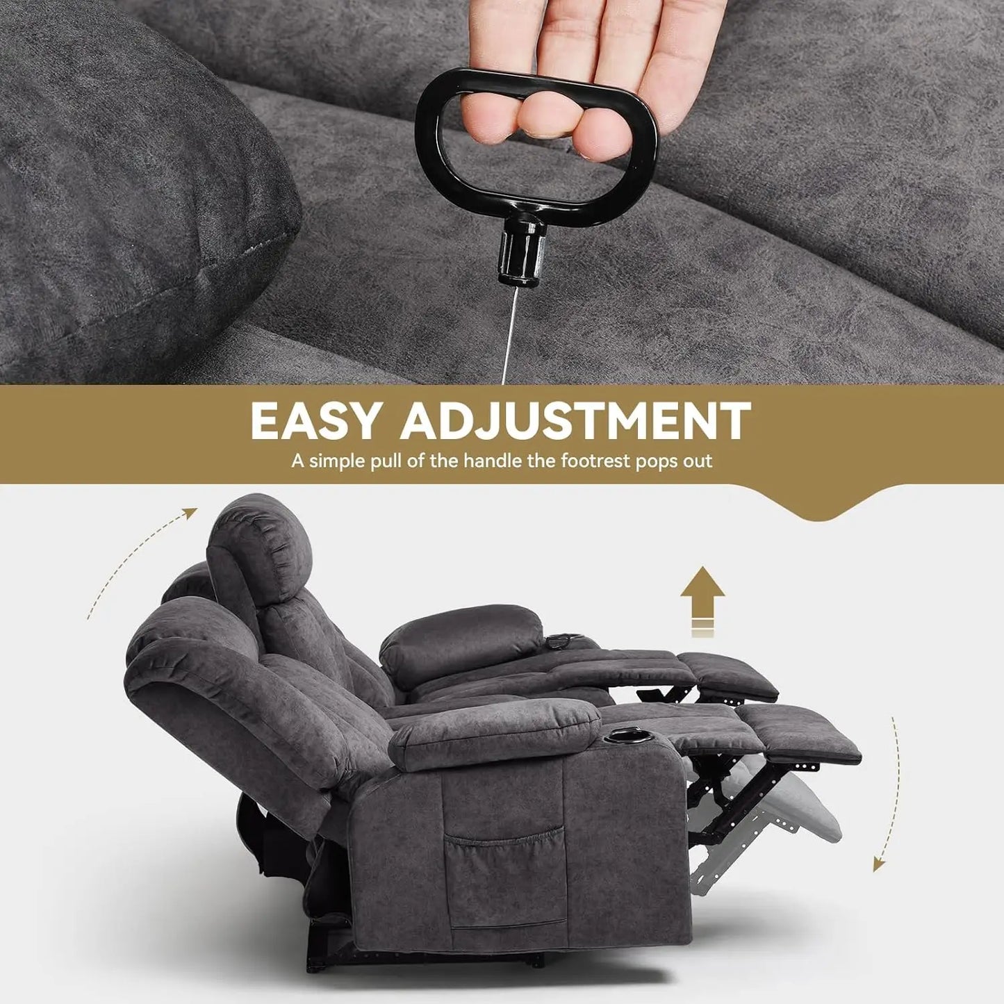 1+2+3 Manual recliner loveseat reclining sofa set, Cream