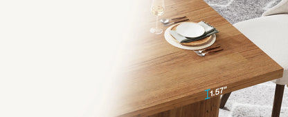 63-inch Dining Table for 4-6, Farmhouse Kitchen Table with Large Tabletop, Rectangular Eating Table for Dining Room, Living Room