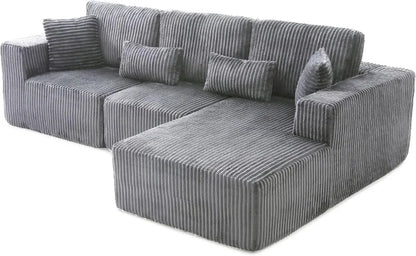 L-Shaped Modular Cloud Sofa with Chaise & Deep Seats