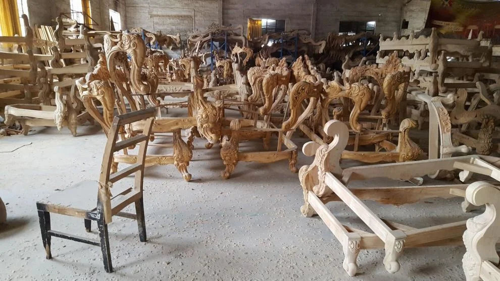 European Style Marble Dining Table Chair Set All Solid Wood Carved for 6-8 People for Restaurant Small Household Hotel