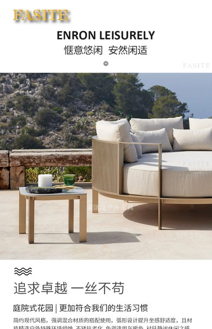Villa Swimming Pool Outdoor Sofa Courtyard Garden Balcony Large Round Bed Beach Outdoor Lounger Champagne Gold