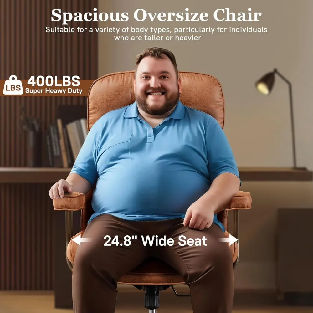 Mid Century Modren Big and Tall Office Chair,Large Ergonomic Executive Chair for Heavy Duty People, Computer Desk Task Chair wit