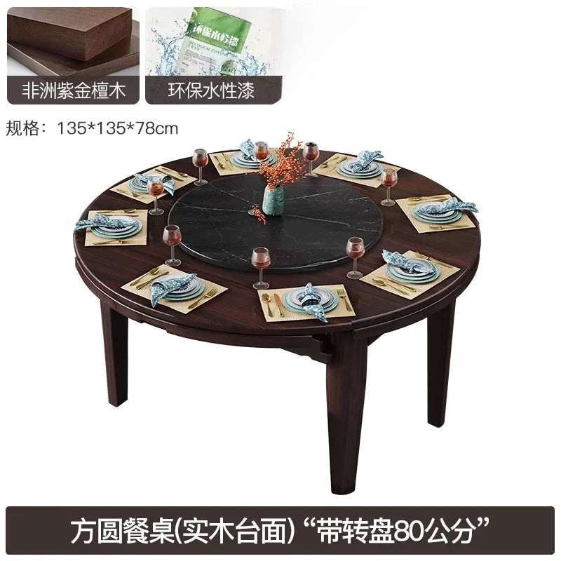 AB rock slab folding dining table telescopic combination purple gold sandalwood small apartment household round dining table