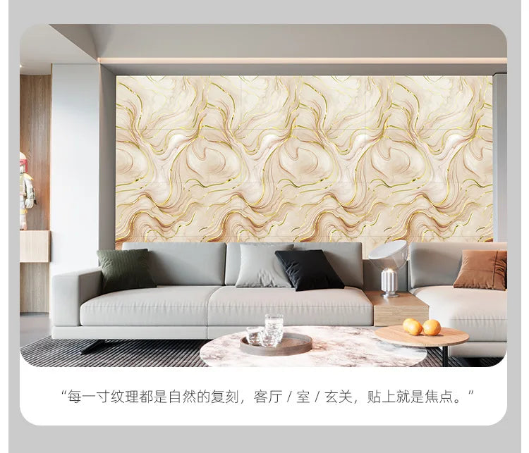 5pcs 30x60cm PVC Kitchen Backsplash Panel Marble Self-Adhesive Waterproof Oil Proof for Stove Cabinet Renovators