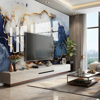 Custom Large Size 3D Wallpaper Modern Mable Golden Blue Wall Paper for Living Room TV Background Mural Canvas Home Decoration