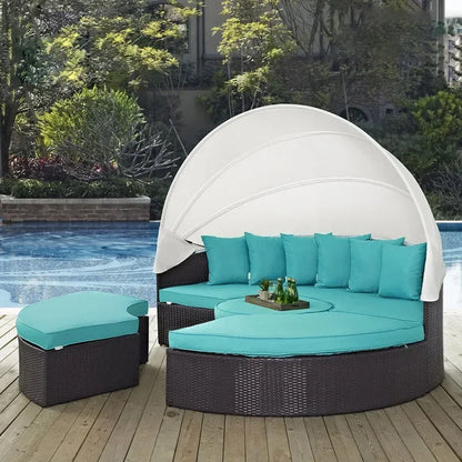 Outdoor rattan round bed leisure garden courtyard swimming pool beach bed