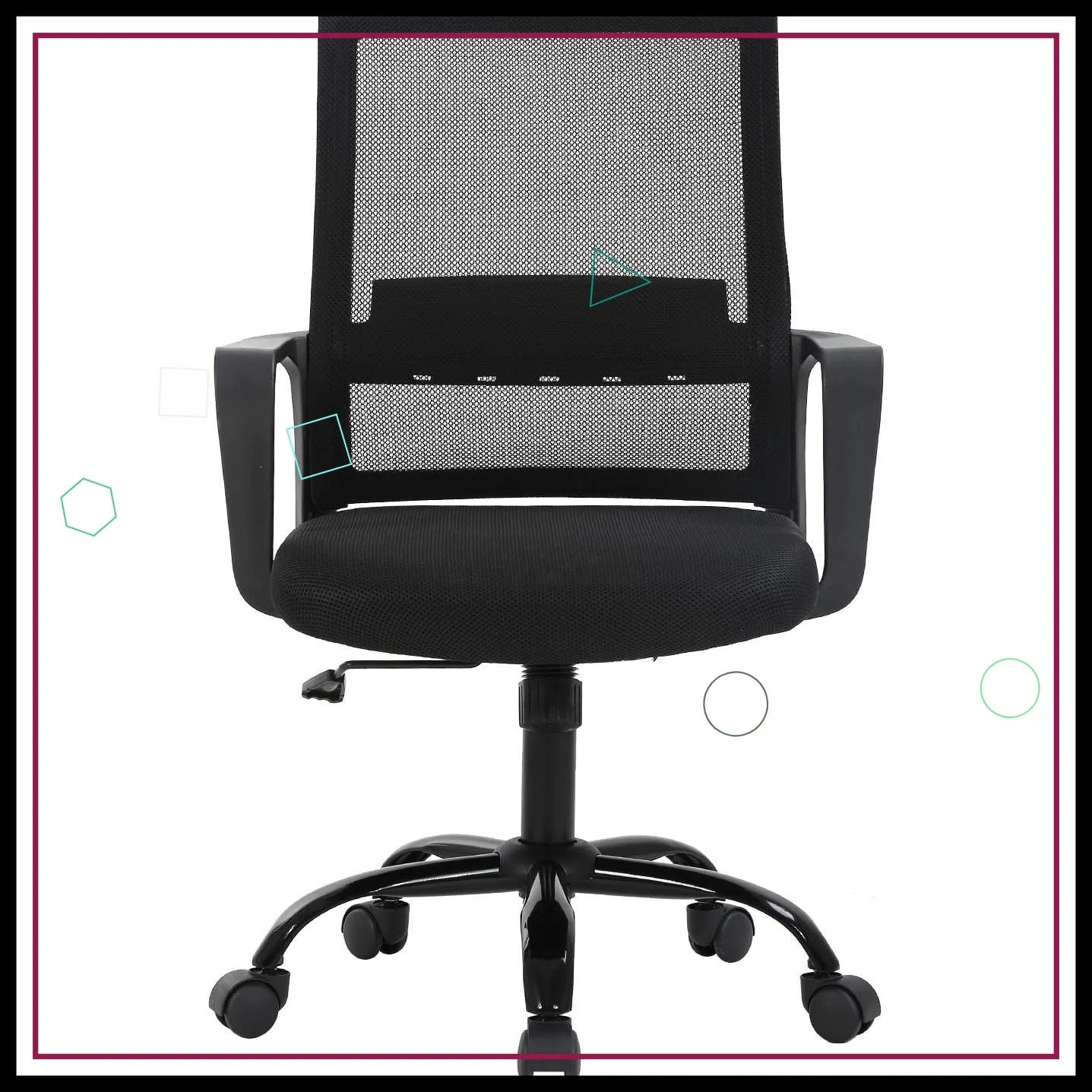 Ergonomic Office Chair with Lumbar Support, Adjustable Height, Breathable Mesh Back, and Smooth Rolling Casters