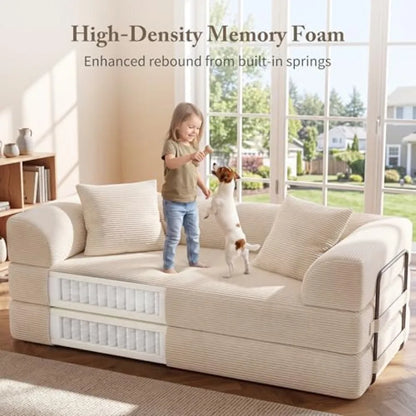 Cloud Boneless Convertible Floor Sofa Bed, 70" 5-in-1 Foldable Compressed Lounge 2 Seater es, High-Density Sponge and Corduroy