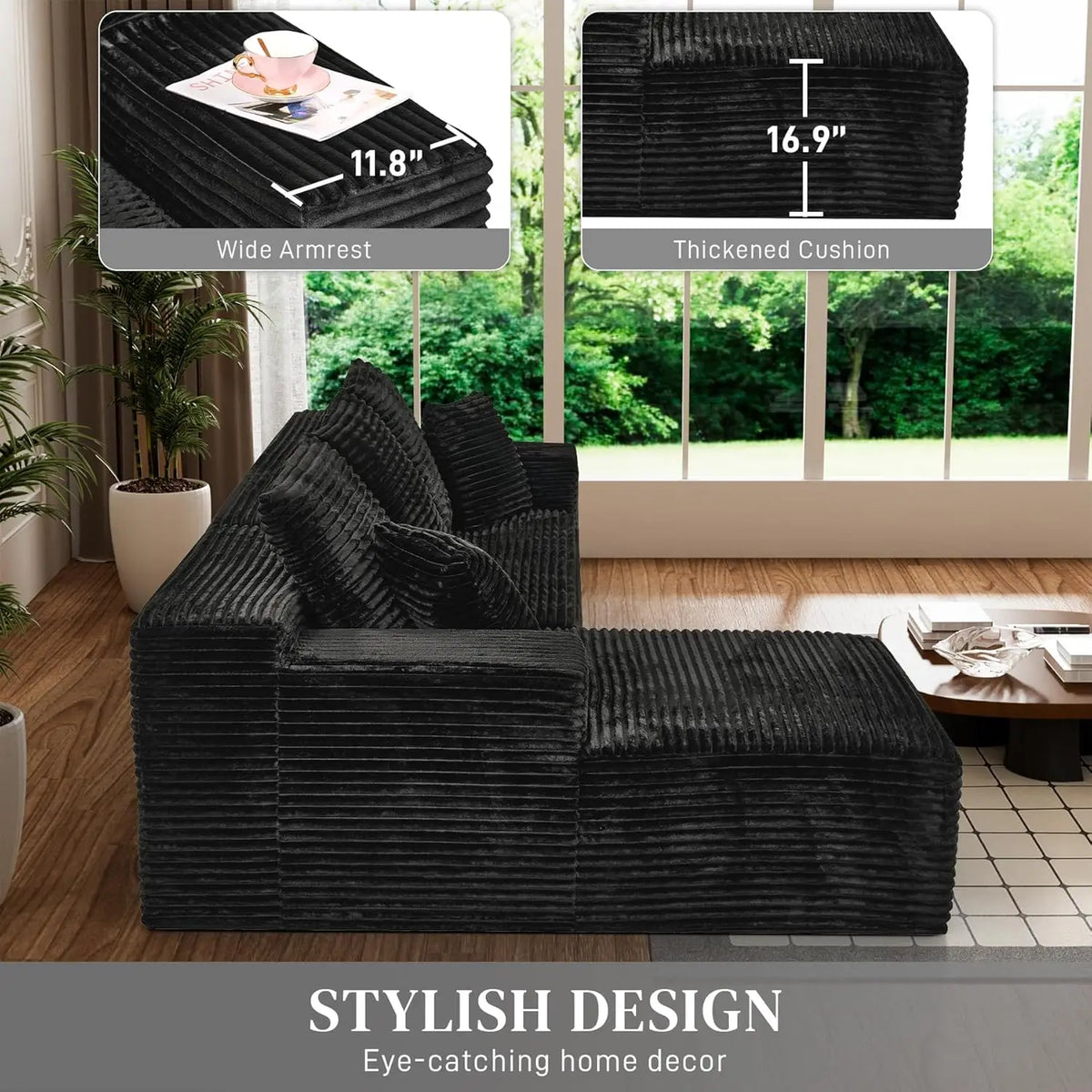 Unisofa Luxury Nordic Corner L Shaped Sectional Bedroom Living Room Use Frameless Compressed Spring Boneless Sofa