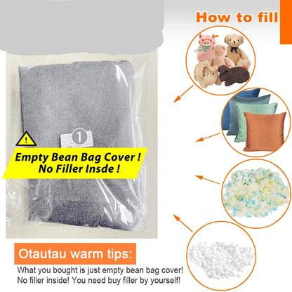 OTAUTAU Bean Bag Cover 2-seat Cotton Linen Couch Armchair Sofa Pouf Beanbag Cover SF159【No Filler!Need Buy Filler Yourself!】