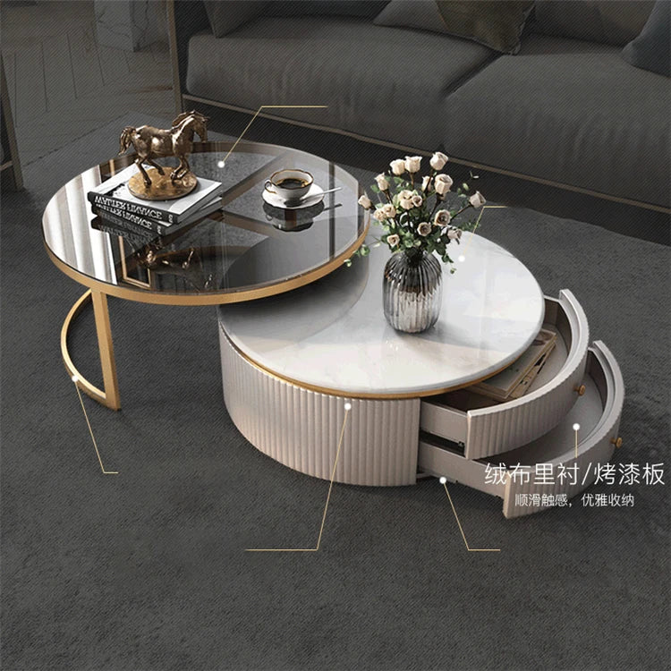 Modern Marble Coffee Tables For Simple Small Apartment Living Room Furniture Sofa Side Household Storage Cabinet End Table Set