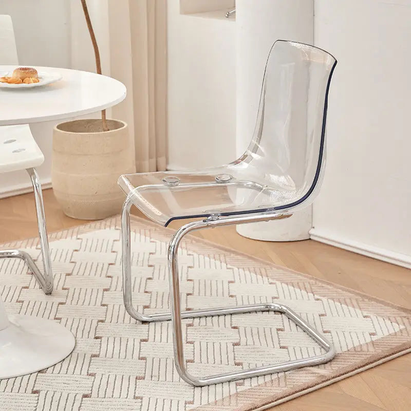 Nordic Modern Clear Acrylic Dining Chair Transparent Plastic Thickened Backrest Chair Simple Home Dining Room Furniture Design