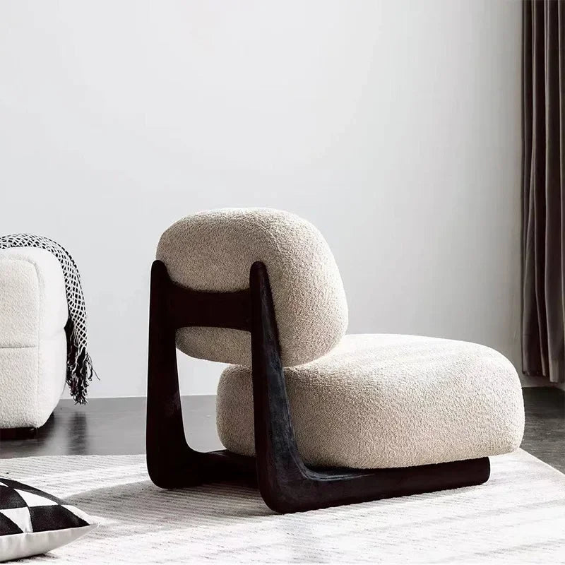 Beautiful single sofa chair solid wood simple floor Slacker children internet celebrity