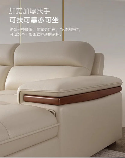 Leather sofa modern simple living room size apartment concubine solid wood combination imported first-layer cowhide sofa