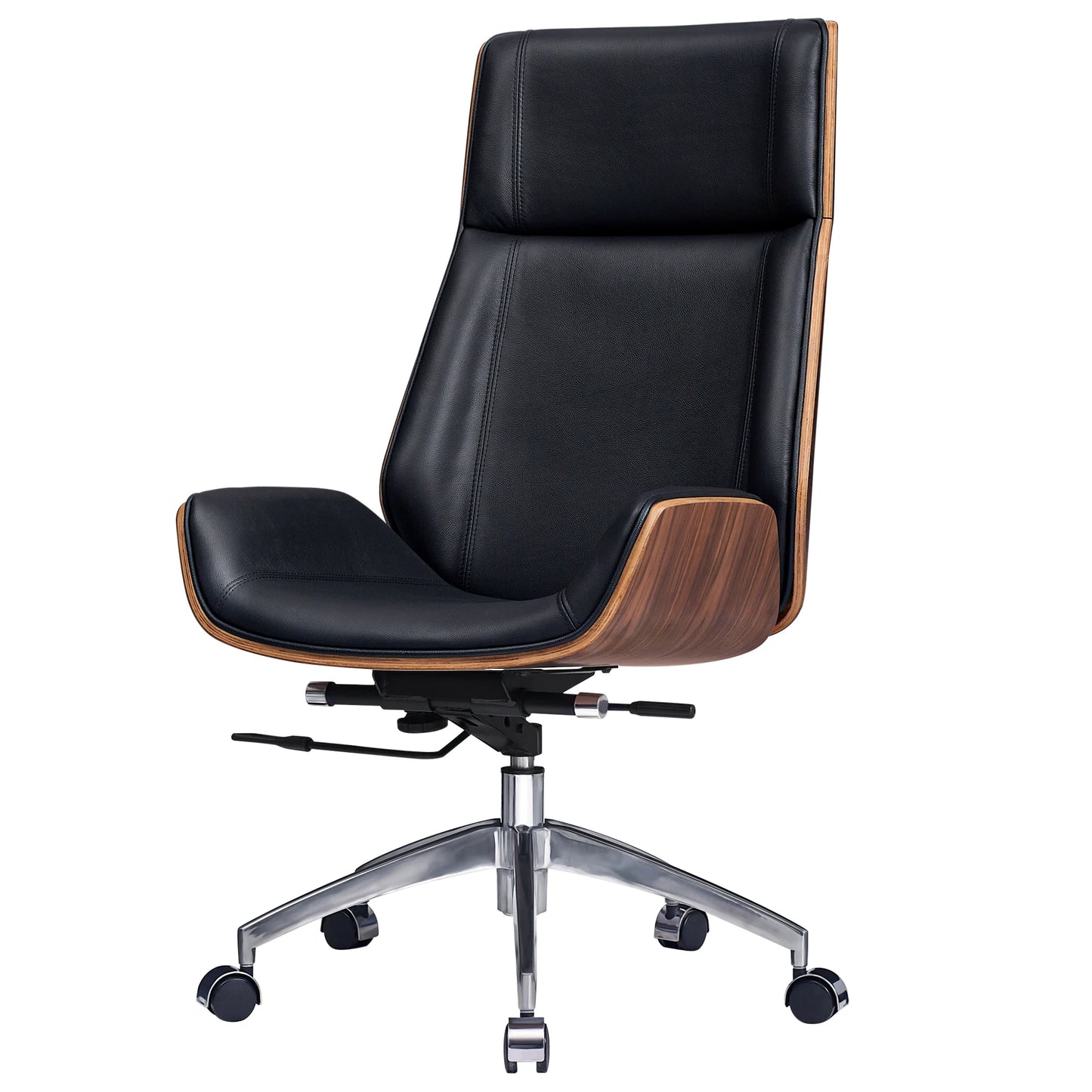 Luxury Real Leather High-Back Managerial Office Chair Genuine Leather Ergonomic 360 Swivel Lift Office Chair with Lumbar Support