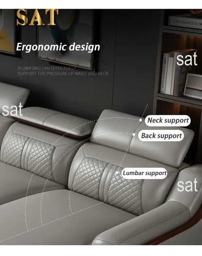 -Italian modern multifunctional sofa light luxury Faux Leather sectional sofa couch with USB charging and bluetooth speaker